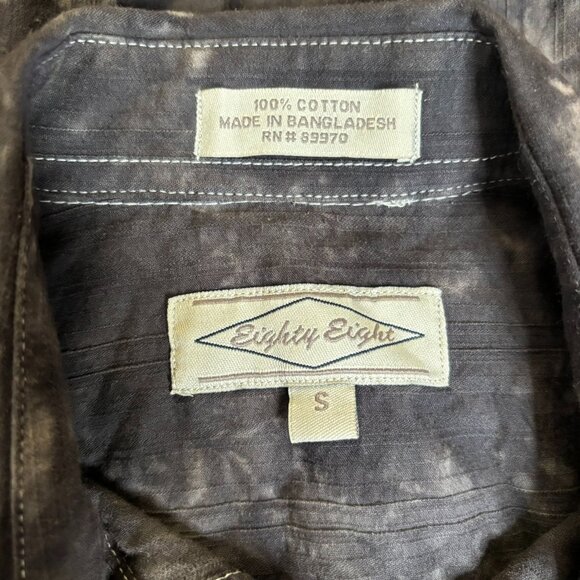 Vintage Y2K Button Up Long Sleeve Shirt S Gray Black Cotton Affliction Style - Picture 6 of 6